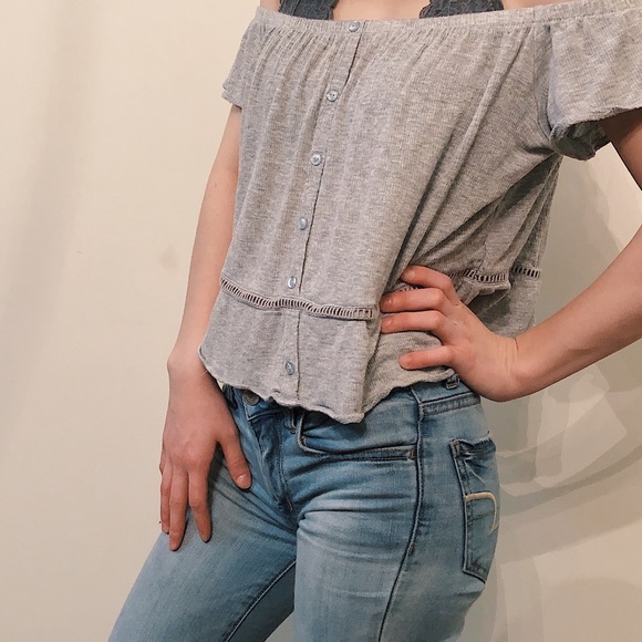 Grey Crop Top Size XSmall - Picture 2 of 5